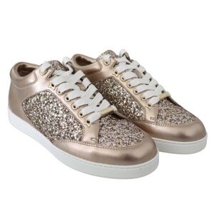 Jimmy Choo Silver Glitter Sneakers